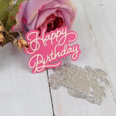 4PCS Letters Metal Cutting Dies for Card Making Happy Birthday Happy Father's Day Happy Mother's Day Happy Anniversary Metal Die Cuts for DIY Scrapbooking Paper Crafting Embossing Carboon Steel in Saudi Arabia