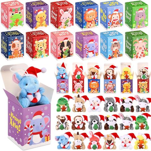 48 Pcs Valentine‘s Day Mini Stuffed Animal with Boxes, Valentine Mini Animal Plush Toy Gift Set for Valentine Party Favors Classroom Exchange Gift Valentine‘s Day Goody Bag Stuffers in Saudi Arabia