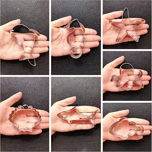 مجموعة أدوات تقطيع البسكويت من أندر ذا سي كريتشرز - 3 بوصات - 7 قطع - سمك القرش، نجمة البحر، الصدف، فرس البحر، الحوت، الأخطبوط، قوالب قطع بسكويت الأسماك للأطفال في حفلات أعياد الميلاد. in Kuwait