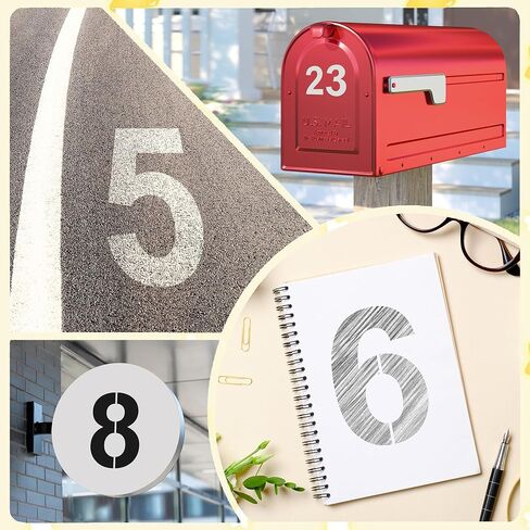 4,6,8 Inch Number Stencils 30Pcs Plastic Stencils Reusable Washable Curb Stencil Kit for Address Painting 0-9 Large Number Stencil Digital Templates for Spray Painting DIY Crafts Address Signs in Saudi Arabia
