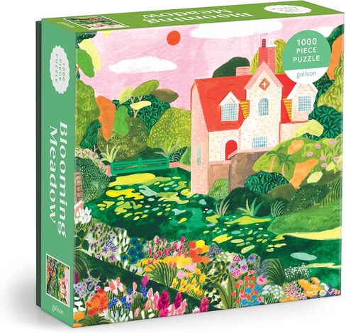Galison Blooming Meadow – 1000 Piece Jigsaw Puzzle Featuring Beautiful Artwork of A Cottage in A Spring Meadow in Saudi Arabia