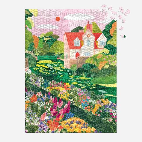 Galison Blooming Meadow – 1000 Piece Jigsaw Puzzle Featuring Beautiful Artwork of A Cottage in A Spring Meadow in Saudi Arabia