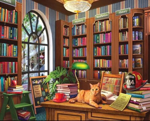 White Mountain 1000 Piece Jigsaw Puzzle Fun Book Puzzles with Large Pieces Gift for Adults and Family 24"x30" - Public Library in Saudi Arabia