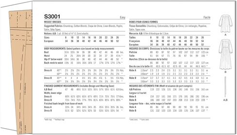 Simplicity SS3001Y5 Misses' V-Neck Dresses Sewing Pattern Packet, Design Code S3001, Sizes 18-20-22-24-26, Multicolor in Saudi Arabia