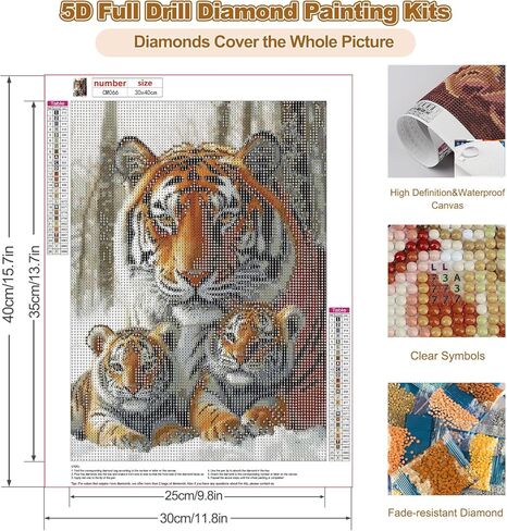CEOVR Tiger Diamond Art Kits for Adults, Winter Animal Diamond Painting Dots 5D DIY Full Drill Gem Art, Wall Decor for Home Office 12x16in in Saudi Arabia