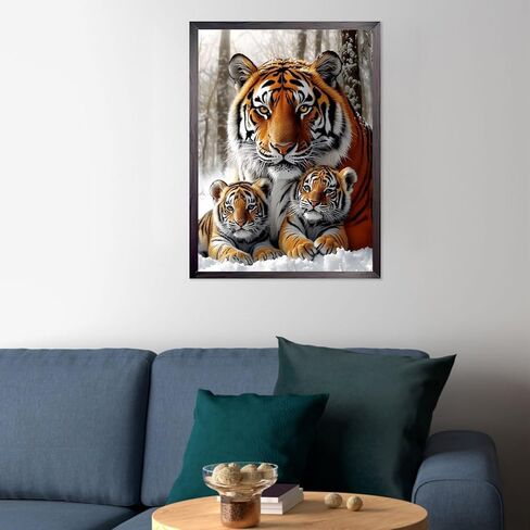 CEOVR Tiger Diamond Art Kits for Adults, Winter Animal Diamond Painting Dots 5D DIY Full Drill Gem Art, Wall Decor for Home Office 12x16in in Saudi Arabia
