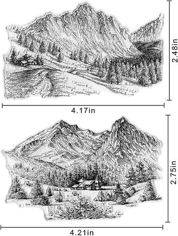 2 PCS Mountain Forest Background Clear Stamps for Card Making and Photo Album Decorations, Natural Scenery Transparent Rubber Stamps Seal for DIY Scrapbooking in Saudi Arabia