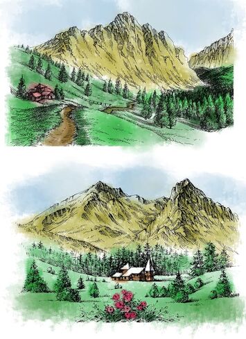 2 PCS Mountain Forest Background Clear Stamps for Card Making and Photo Album Decorations, Natural Scenery Transparent Rubber Stamps Seal for DIY Scrapbooking in Saudi Arabia