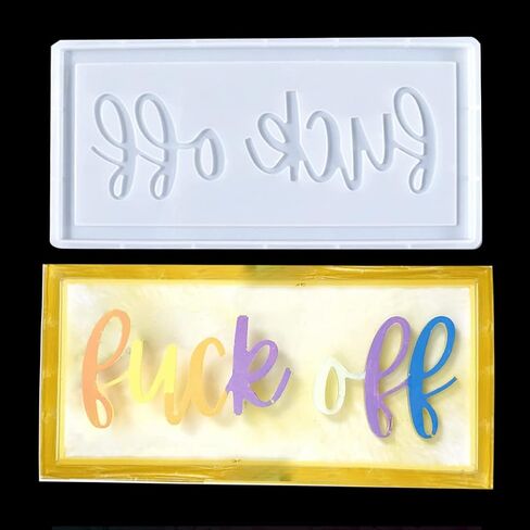 DIYBravo Resin Mold Silicon Letter Mold "Fuck Off" Word Sign Epoxy Resin Casting Craft DIY Personality for Door Decor Hanging Sign Creactive Funny in Saudi Arabia