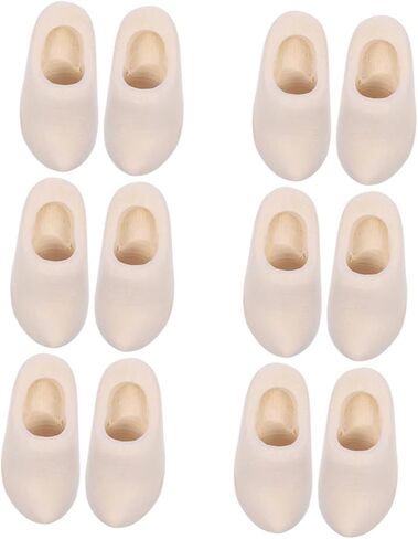 TOYANDONA 6 Pairs Mini Wood Shoes Unfinished Wooden Dollhouse Accessories Blank Dutch Clogs for DIY Crafts and Miniature Doll Decorations in Saudi Arabia