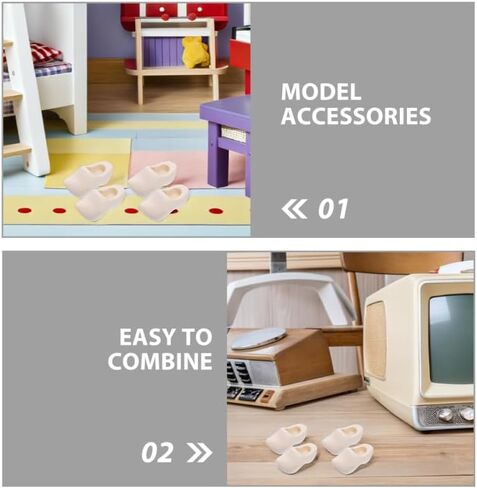 TOYANDONA 6 Pairs Mini Wood Shoes Unfinished Wooden Dollhouse Accessories Blank Dutch Clogs for DIY Crafts and Miniature Doll Decorations in Saudi Arabia