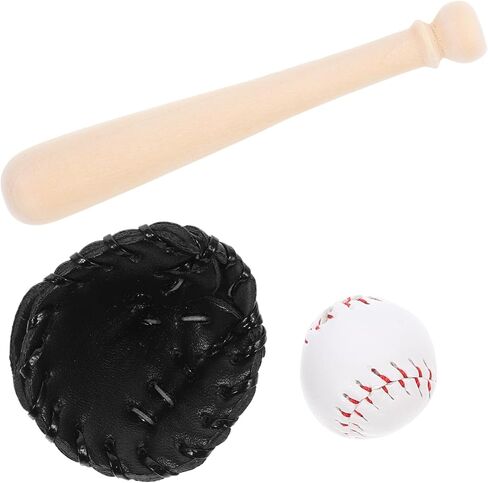 Veemoon مضرب بيسبول مصغر وكرة بيت الدمى، إكسسوارات البيسبول الصغيرة، مجموعة رياضية صغيرة، قفاز كرة، طقم كرة لبيت الدمى، مشهد صغير، حفلة كعكة توبر لصالح بني فاتح (2.95 × 0.39 × 0.39 بوصة) in Kuwait