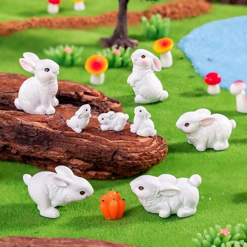 40 Pcs Rabbit Mini Resin Figurines BunnyMiniature Ornaments for Easter DIY Craft Fairy Garden Dollhouse Decor in Saudi Arabia