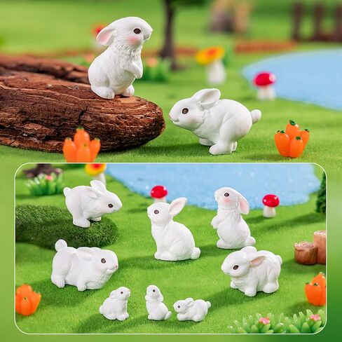 40 Pcs Rabbit Mini Resin Figurines BunnyMiniature Ornaments for Easter DIY Craft Fairy Garden Dollhouse Decor in Saudi Arabia