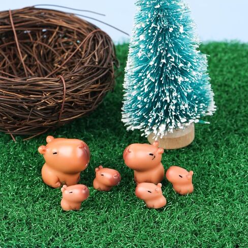 6 Pcs Mini Capybara Family - Resin Animal Figurines for Fairy Garden, Dollhouse Miniatures, Outdoor Cake Toppers, Home Decor, Gift for Nature Enthusiasts（3 Sizes） in Saudi Arabia