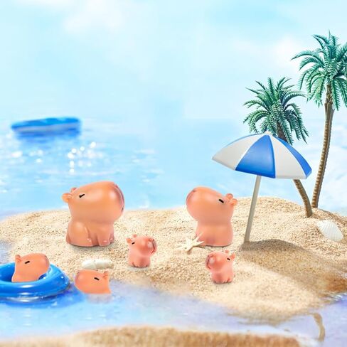 6 Pcs Mini Capybara Family - Resin Animal Figurines for Fairy Garden, Dollhouse Miniatures, Outdoor Cake Toppers, Home Decor, Gift for Nature Enthusiasts（3 Sizes） in Saudi Arabia