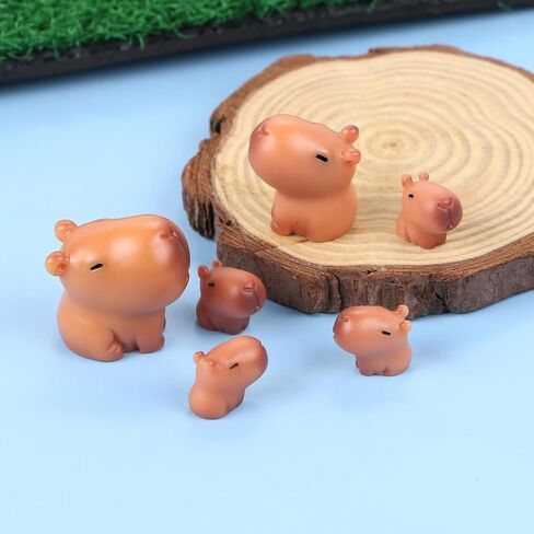 6 Pcs Mini Capybara Family - Resin Animal Figurines for Fairy Garden, Dollhouse Miniatures, Outdoor Cake Toppers, Home Decor, Gift for Nature Enthusiasts（3 Sizes） in Saudi Arabia