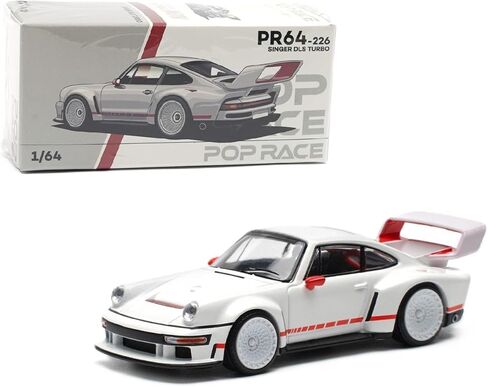1:64 Diecast Collectibles Model Car Compatible with Porsche Singer DLS Turbo White with Red Stripes Limited Edition by Pop Race PR640226 in Saudi Arabia