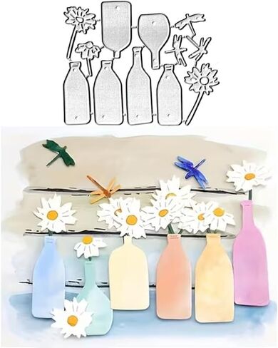 Bottle Flowers Frame Dies Metal Die Cuts, Bottle Flowers Frame Cutting Dies Cut Stencils for DIY Scrapbooking Cards Photo Album Decorative Embossing Paper Dies for Scrapbooking Card Making in Saudi Arabia