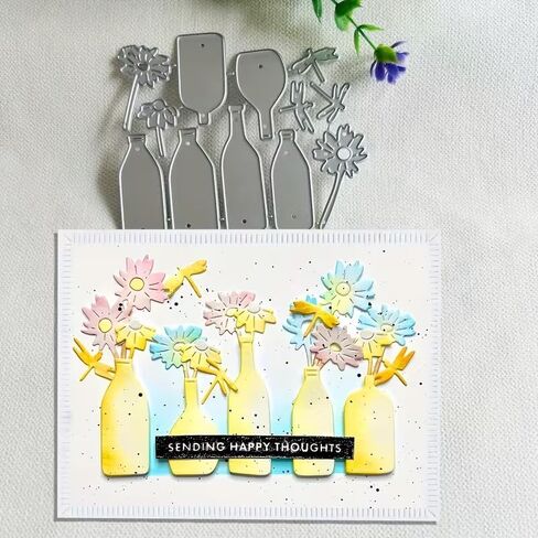 Bottle Flowers Frame Dies Metal Die Cuts, Bottle Flowers Frame Cutting Dies Cut Stencils for DIY Scrapbooking Cards Photo Album Decorative Embossing Paper Dies for Scrapbooking Card Making in Saudi Arabia