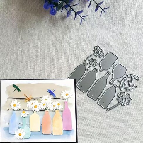 Bottle Flowers Frame Dies Metal Die Cuts, Bottle Flowers Frame Cutting Dies Cut Stencils for DIY Scrapbooking Cards Photo Album Decorative Embossing Paper Dies for Scrapbooking Card Making in Saudi Arabia