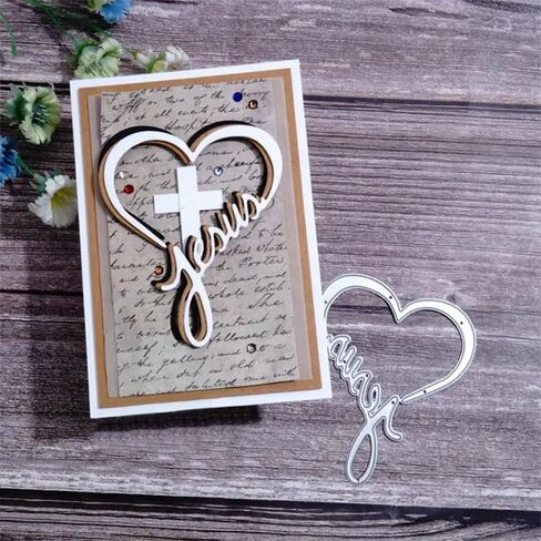 Heart-Shaped Love Cross Letter Metal Die Cuts,Flower Branch Leaf Cutting Dies Cut Stencils for DIY Scrapbooking Album Decorative Embossing Paper Dies Card Making in Saudi Arabia