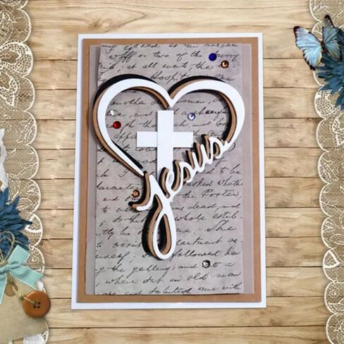 Heart-Shaped Love Cross Letter Metal Die Cuts,Flower Branch Leaf Cutting Dies Cut Stencils for DIY Scrapbooking Album Decorative Embossing Paper Dies Card Making in Saudi Arabia