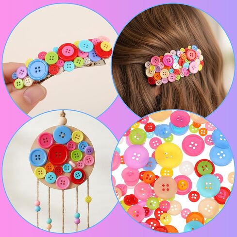 TIESOME 200Pcs Mix Color Plastic Resin Circle Buttons, 8 Sizes Craft Buttons with 4 Holes Round Decorative Buttons for DIY Sewing Craft Decorative Handmade Projects in Saudi Arabia