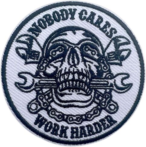 Nobody Cares Work Harder 3 Inches Iron On/Sew On Embroidered Applique Patch, Skull Embroidery Patches, DIY Accessories for Backpacks, Army Vests, Bags Hats Clothes Gifts for Mechanic Engineer in Kuwait