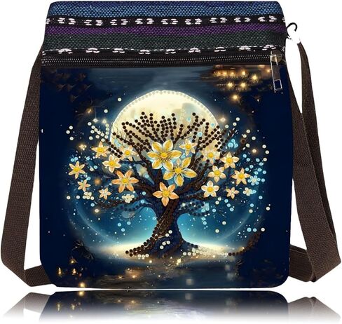 5D DIY Diamond Art Painting Crossbody Bag for Women, Shoulder Bag with Zipper Adjustable Shoulder Strap for Shopping-#10-Flower in Saudi Arabia
