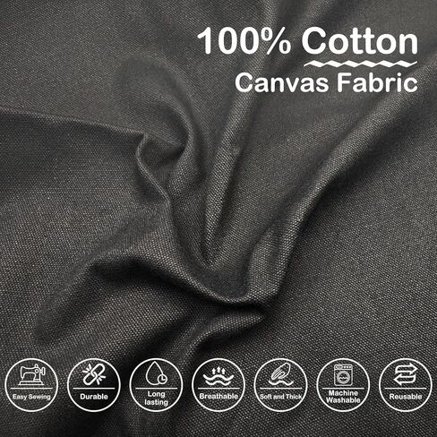 Cotton Canvas Fabric by The Yard: 10oz Duck Fabric 59 x 180 Inch for Sewing, Arts, Crafts, Embroidery, Handmade Decor - 5 Yard Long 59" Wide(Black) in Saudi Arabia