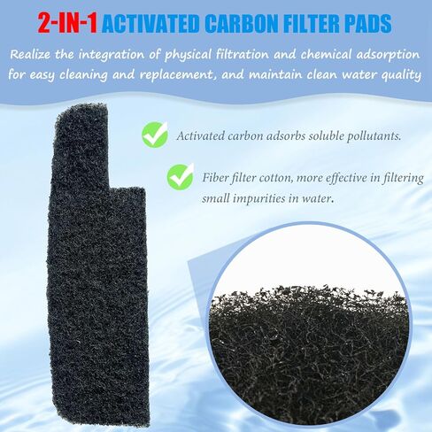 SHIGATSU 4 مجموعة مرشحات ثلاثية المراحل طقم وسائط بديلة لفلتر Seachem Tidal 55، وإسفنجة فلتر حوض السمك البديلة ووسادة الكربون المنشط لمرشح خزان الأسماك in Kuwait