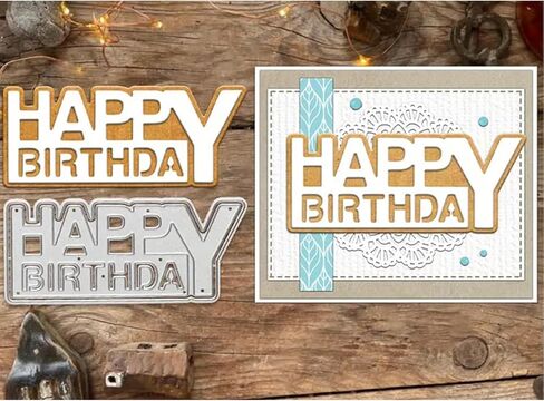 عيد ميلاد سعيد رسالة معدنية يموت التخفيضات، الكلمات المجوفة HappyBirthday إطار قطع يموت قطع الإستنسل ل DIY الصورة الزخرفية النقش ورقة يموت لصنع بطاقة سكرابوكينغ in Saudi Arabia