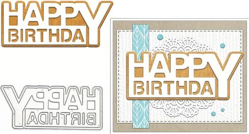 عيد ميلاد سعيد رسالة معدنية يموت التخفيضات، الكلمات المجوفة HappyBirthday إطار قطع يموت قطع الإستنسل ل DIY الصورة الزخرفية النقش ورقة يموت لصنع بطاقة سكرابوكينغ in Saudi Arabia