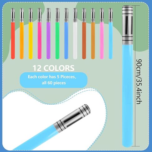 60 Pcs Inflatable Light Saber Sword Toys Blow up Lightsaber Stick for Kids Birthday Cosplay Pool Inflatable Theme Party Supplies, 12 Colors in Saudi Arabia
