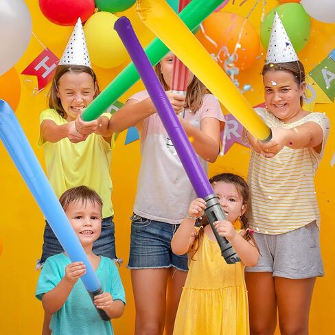 60 Pcs Inflatable Light Saber Sword Toys Blow up Lightsaber Stick for Kids Birthday Cosplay Pool Inflatable Theme Party Supplies, 12 Colors in Saudi Arabia