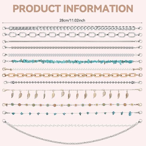 Simarro 14 Pcs Hat Chains for Women Trucker Hat, Detachable Metal/Turquoise/Pearl/Flower/Diamond/Leaves Hat Chains, DIY Bill Decoration for Mesh Baseball Cap Trucker Hat Accessories in Kuwait