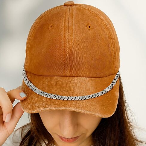 Simarro 14 Pcs Hat Chains for Women Trucker Hat, Detachable Metal/Turquoise/Pearl/Flower/Diamond/Leaves Hat Chains, DIY Bill Decoration for Mesh Baseball Cap Trucker Hat Accessories in Kuwait