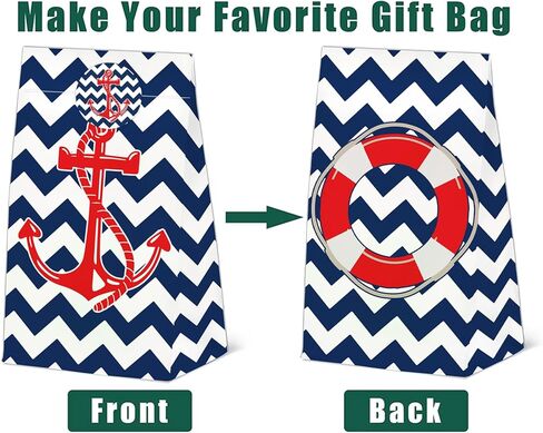 24 Pcs Nautical Goodie Bags Nautical Gift Bags with Stickers -Nautical Themed Birthday Party Favor for Party Decoration Supplies in Saudi Arabia