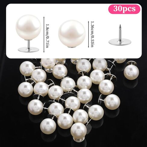 30 قطعة من دبابيس اللؤلؤ بدون خياطة، دبابيس لؤلؤ كبيرة 14 مم للملابس دبوس لؤلؤ قابل للإزالة للنساء والقمصان والحرف اليدوية in Kuwait