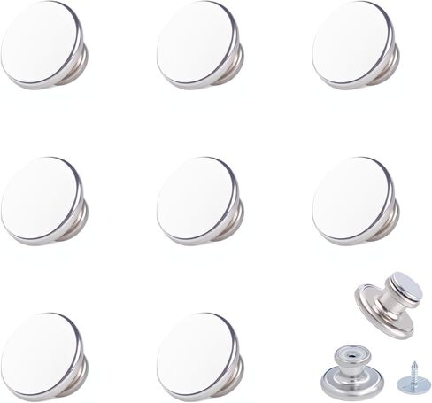 8 Set No Sew Jeans Buttons,Replacement Old Rivet Button,17MM Metal Buttons for Jeans,Tool-Free Hand-Pushed Button Kit with Rivets (8 Set Bronze) in Kuwait