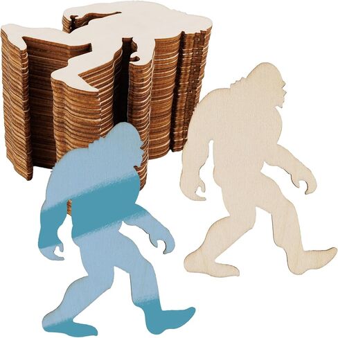 Framendino، 30 حزمة من زخارف قطع الخشب Bigfoot Sasquatch الخشبية غير المكتملة لحيوانات الغوريلا الخشبية لوحة فنية جدارية فارغة لديكور المنزل والحفلات اليدوية in Kuwait