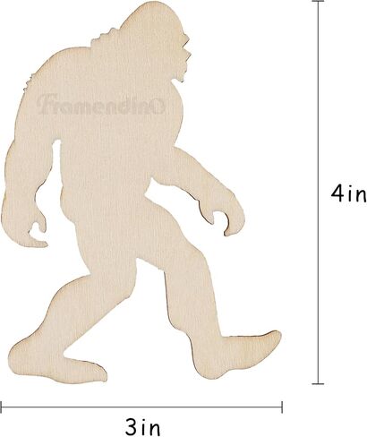 Framendino، 30 حزمة من زخارف قطع الخشب Bigfoot Sasquatch الخشبية غير المكتملة لحيوانات الغوريلا الخشبية لوحة فنية جدارية فارغة لديكور المنزل والحفلات اليدوية in Kuwait