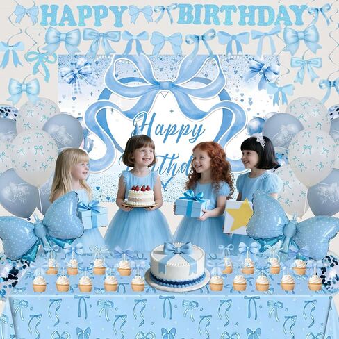 القوس الأزرق زينة عيد ميلاد للفتيات النساء، كوكيت القوس زينة عيد ميلاد، الضوء الأزرق والأبيض عيد ميلاد سعيد راية خلفية بالونات مفرش المائدة، الأقواس موضوع استحمام الطفل حفلة عيد ميلاد ديكور فتاة in Kuwait