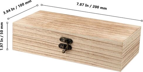 12 Pack 7.8 x 3.9 x 1.9 Inches Unfinished Wooden Boxes, Rectangle Wood Box with Hinged Lids, Small Storage Box for Crafts, Jewelry in Saudi Arabia