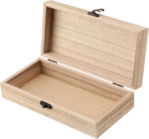 12 Pack 7.8 x 3.9 x 1.9 Inches Unfinished Wooden Boxes, Rectangle Wood Box with Hinged Lids, Small Storage Box for Crafts, Jewelry in Saudi Arabia