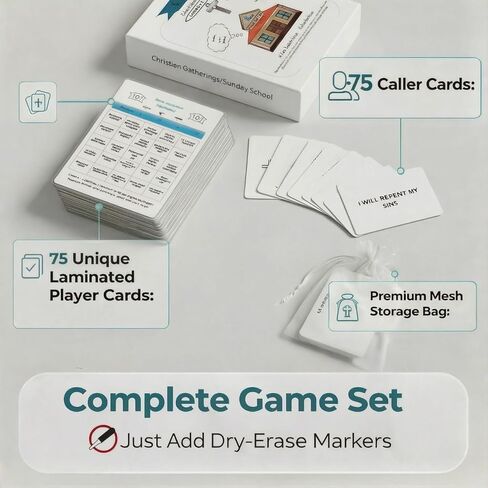 Bible Bingo Game Alternative Christian Games Youth Boys Girls and Adults Sunday School Bible Study VBS Praise Jesus Activity Sunday Church Gifts Fall Games Trivia Faith-Based Sobrietry (10 players) in Saudi Arabia