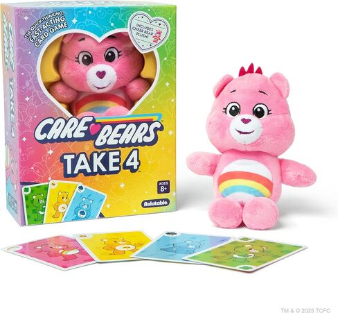 Care Bears™ Take 4 by Relatable – A Fast Card Game Featuring an Exclusive Cheer Bear Plushie, Great for Family Game Night, Easter Basket Stuffers for Kids, & Birthday Gifts, Includes 84 Cards & Plush in Saudi Arabia