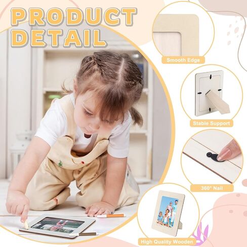 50 قطعة من إطارات الصور الخشبية DIY مقاس 10.16 × 15.24 سم، إطارات صور واقفة من الخشب الصلب غير مكتملة، صناعة يدوية من الخشب للرسم، تزيين فني، هدايا حفلات أعياد الميلاد in Kuwait
