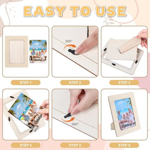50 قطعة من إطارات الصور الخشبية DIY مقاس 10.16 × 15.24 سم، إطارات صور واقفة من الخشب الصلب غير مكتملة، صناعة يدوية من الخشب للرسم، تزيين فني، هدايا حفلات أعياد الميلاد in Kuwait